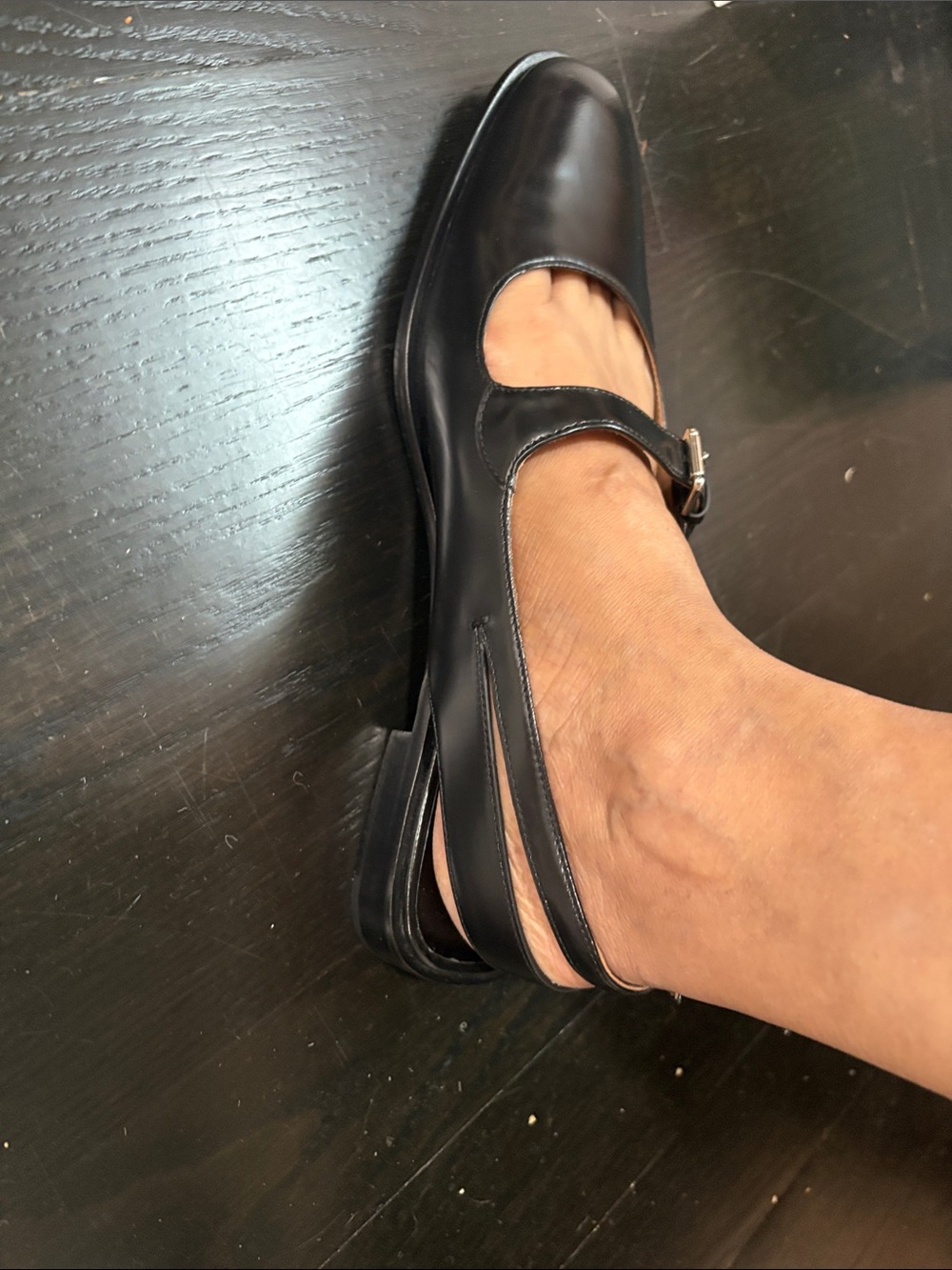Tory Burch Black Leather Mary Jane Slingback Flats - Picture 4 of 4